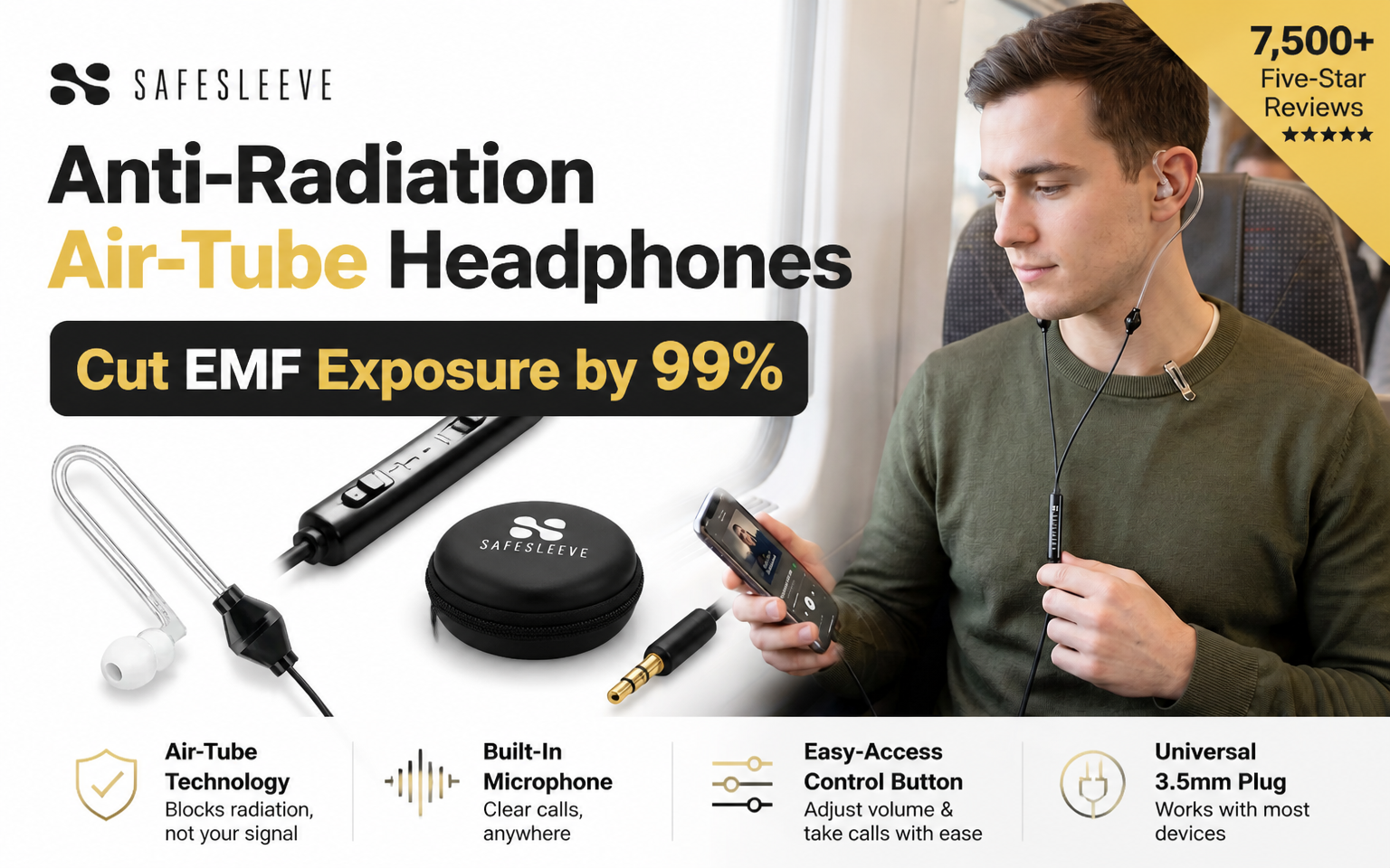 Anti-Radiation Air-Tube Headphones