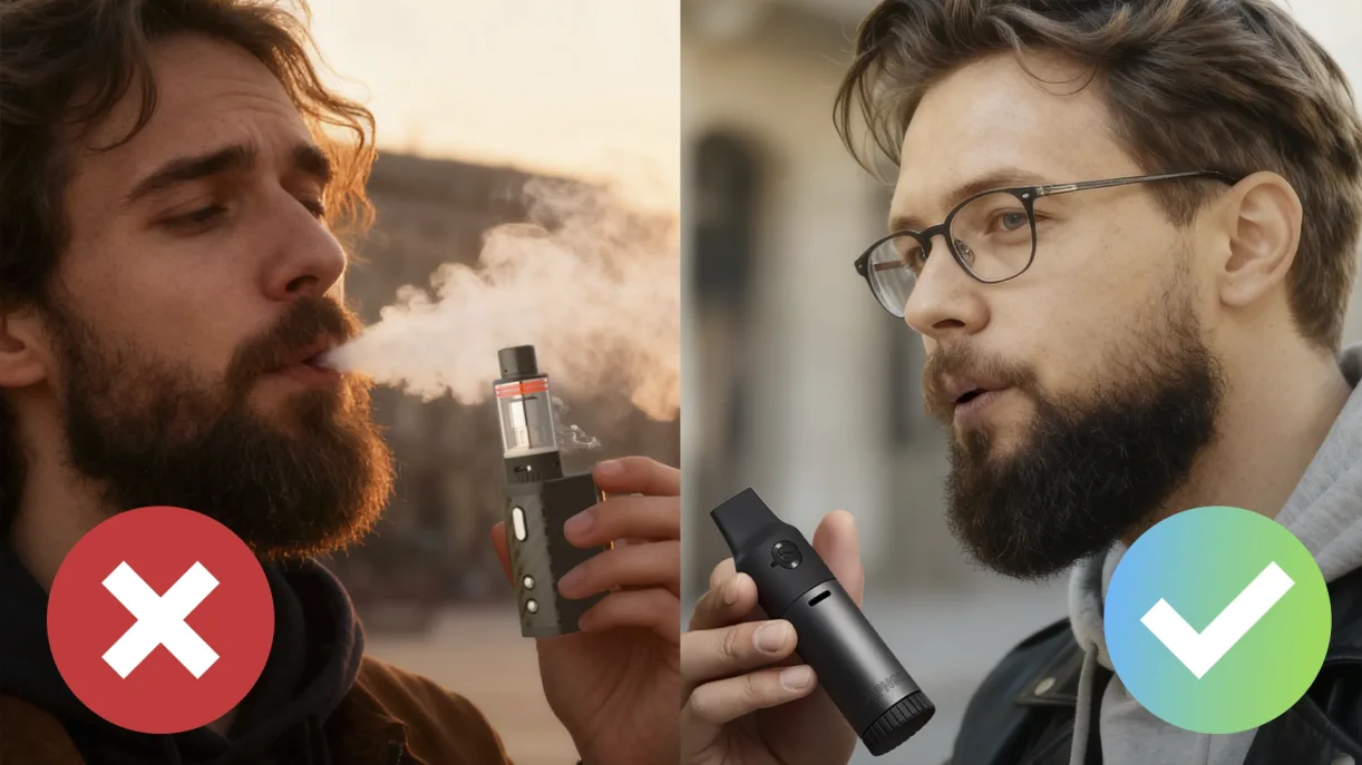 Side-by-side comparison of vaping and using Capnos Legura
