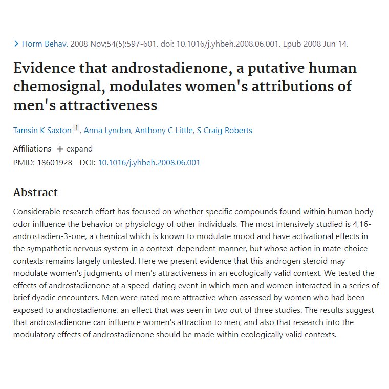 Androstadienone pheromone research citation graphic on Cupids' site