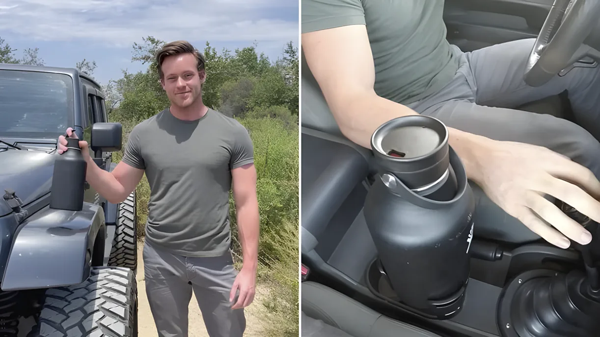 Placing a large bottle into CupStation in a car