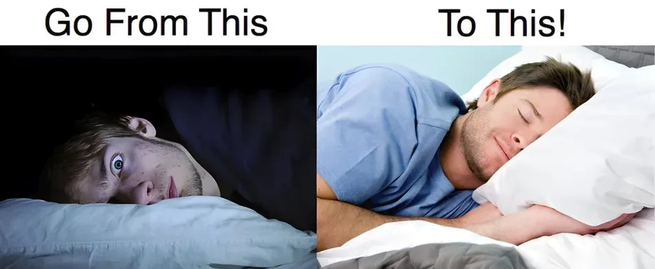 Comparison: struggling to sleep vs. sleeping peacefully with Dodow