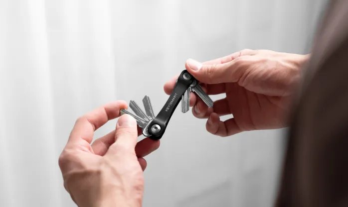Traditional keychain versus compact KeySmart organizer side by side