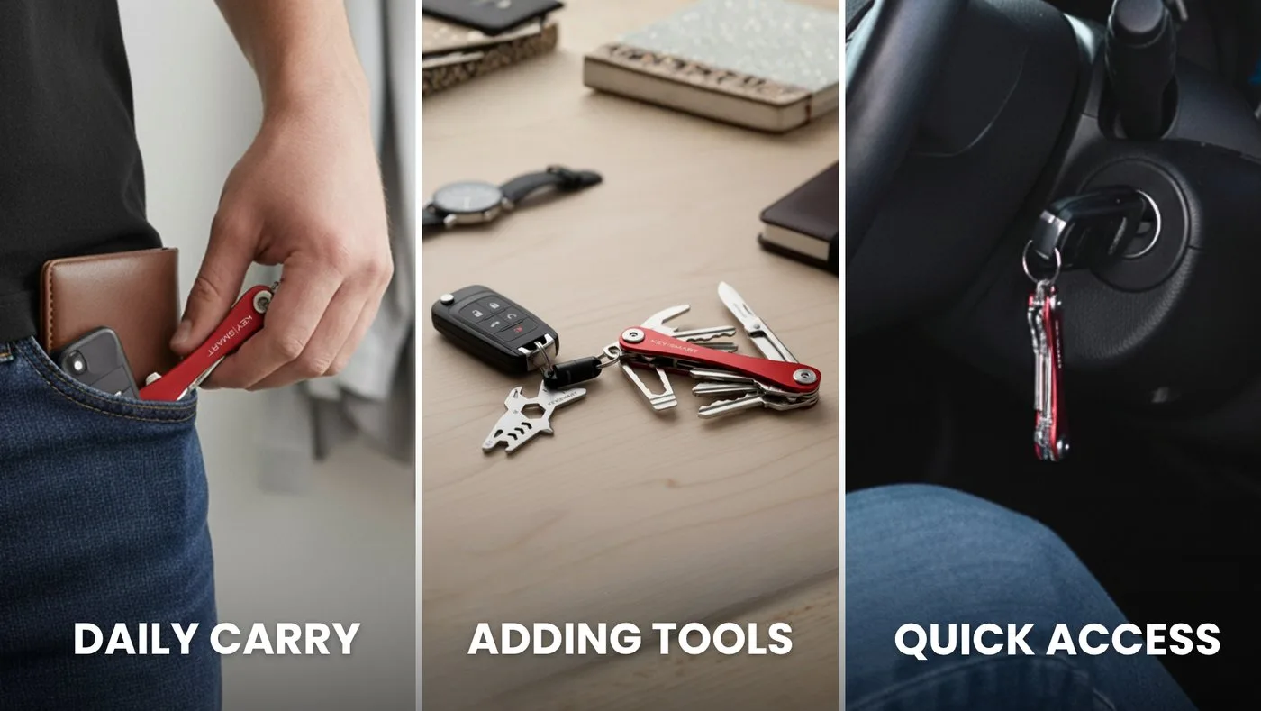 Using KeySmart key organizer in different everyday scenarios