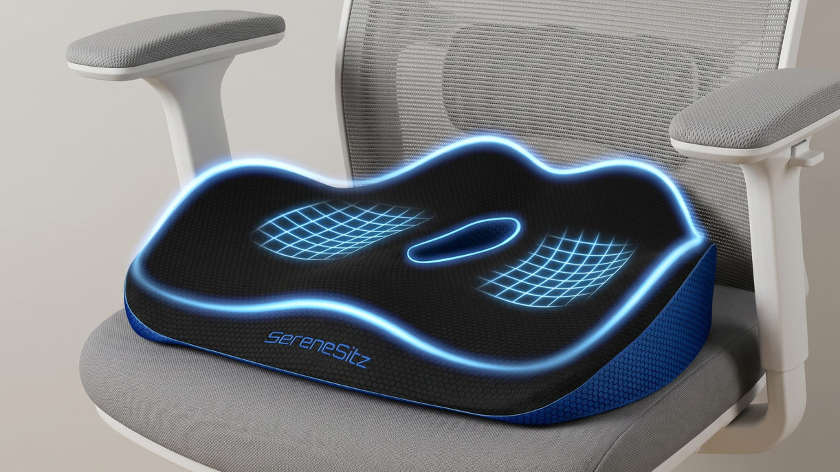 SerenesitZ cushion on an office chair with highlighted contours