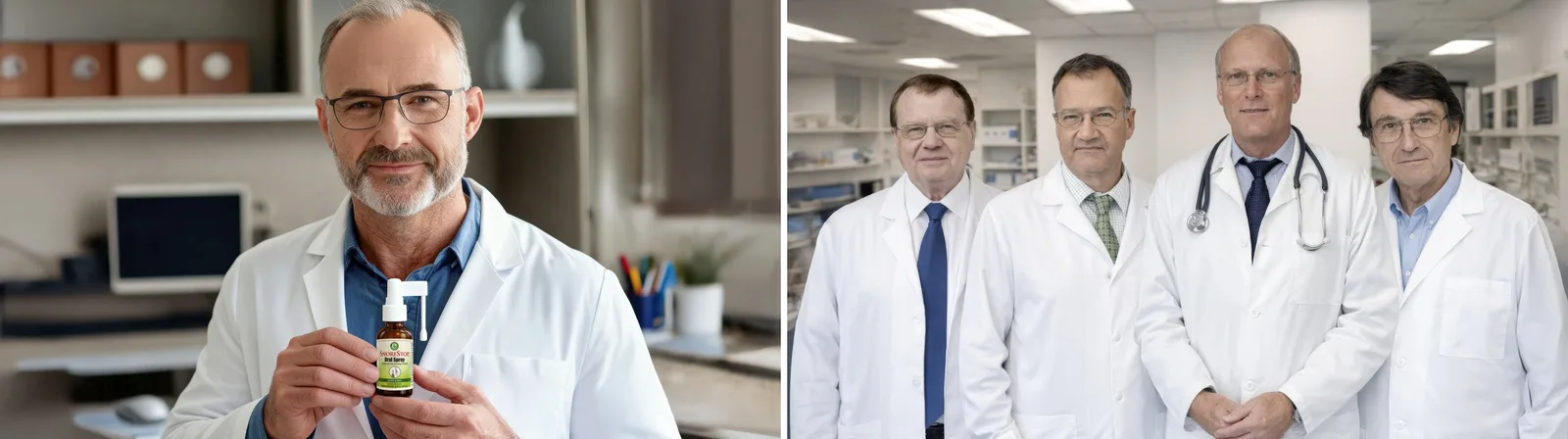 Doctors and experts with SnoreStop Oral Spray in clinical settings