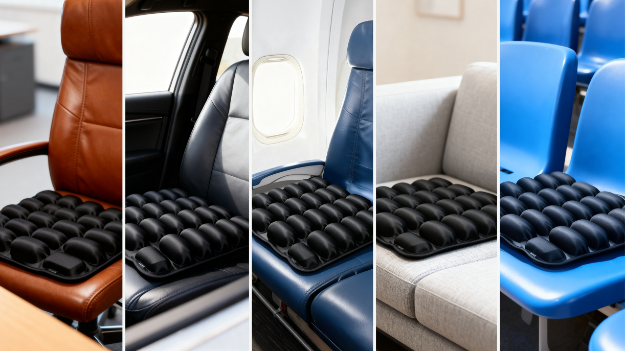 Sondur cushion displayed on various types of seats