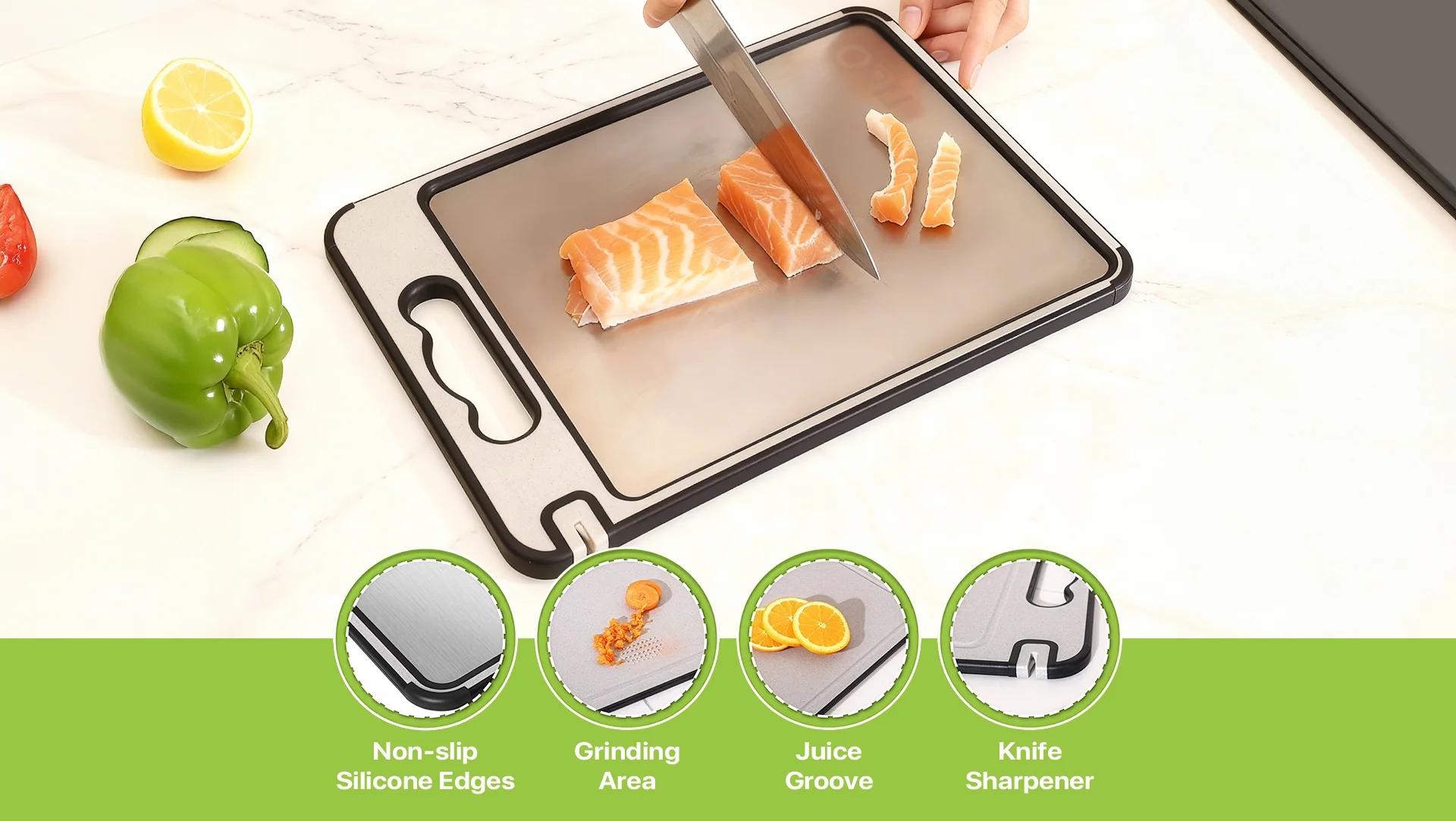 TIBO titanium cutting board with feature callouts