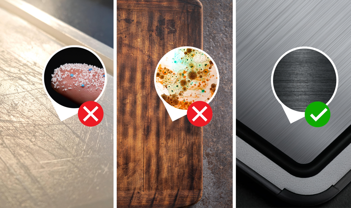 Comparison chart of cutting board surfaces