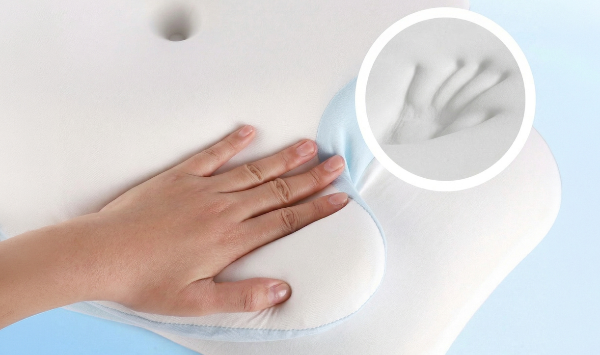 Close-up of memory foam texture on VelaSleep pillow